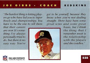 1991 Pro Line Portraits #235 Joe Gibbs Back