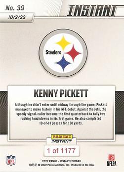 2022 Panini Instant NFL #39 Kenny Pickett Back