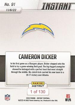 2022 Panini Instant NFL #91 Cameron Dicker Back