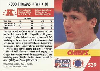1991 Pro Set #539 Robb Thomas Back