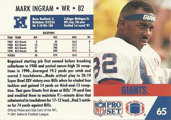 1991 Pro Set #65 Mark Ingram Back