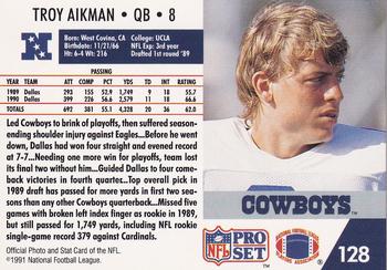 1991 Pro Set #128 Troy Aikman Back
