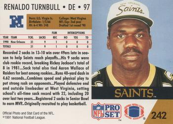 1991 Pro Set #242 Renaldo Turnbull Back