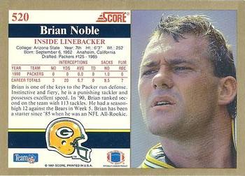 1991 Score #520 Brian Noble Back