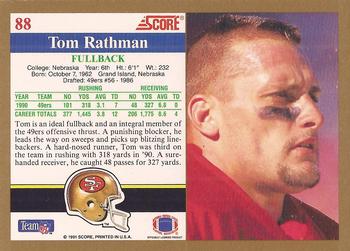 1991 Score #88 Tom Rathman Back
