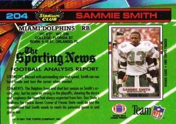 1991 Stadium Club #204 Sammie Smith Back