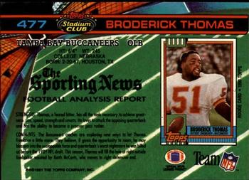 1991 Stadium Club #477 Broderick Thomas Back