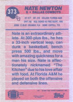 1991 Topps #373 Nate Newton Back