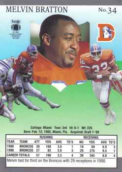 1991 Ultra #34 Melvin Bratton Back