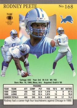 1991 Ultra #168 Rodney Peete Back