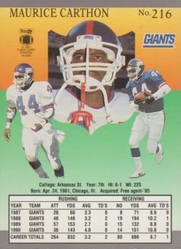 1991 Ultra #216 Maurice Carthon Back