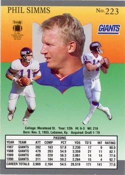 1991 Ultra #223 Phil Simms Back