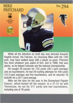 1991 Ultra #294 Mike Pritchard Back