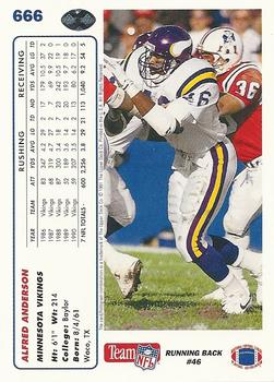 1991 Upper Deck #666 Alfred Anderson Back