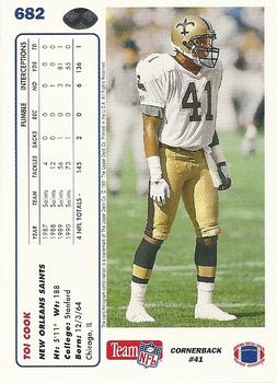 1991 Upper Deck #682 Toi Cook Back