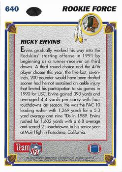 1991 Upper Deck #640 Ricky Ervins Back