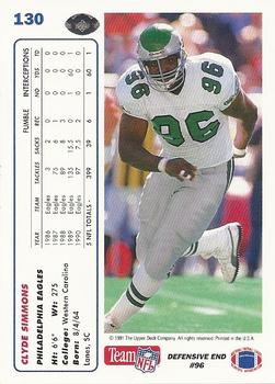 1991 Upper Deck #130 Clyde Simmons Back