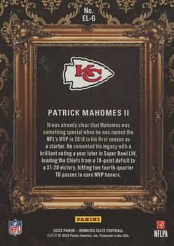 2022 Donruss Elite - Elitist #EL-6 Patrick Mahomes II Back