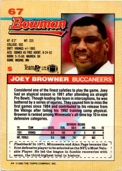 1992 Bowman #67 Joey Browner Back