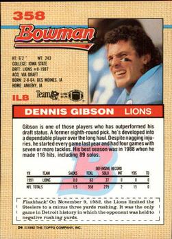 1992 Bowman #358 Dennis Gibson Back