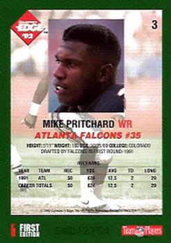 1992 Collector's Edge #3 Mike Pritchard Back