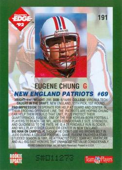 1992 Collector's Edge #191 Eugene Chung Back
