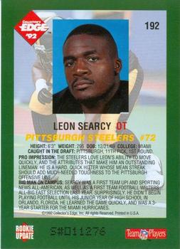 1992 Collector's Edge #192 Leon Searcy Back