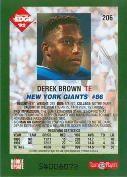 1992 Collector's Edge #206 Derek Brown Back