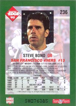 1992 Collector's Edge #236 Steve Bono Back