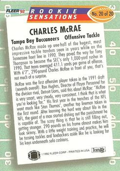 1992 Fleer - Rookie Sensations #20 Charles McRae Back