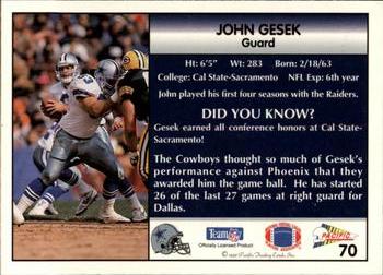 1992 Pacific #70 John Gesek Back