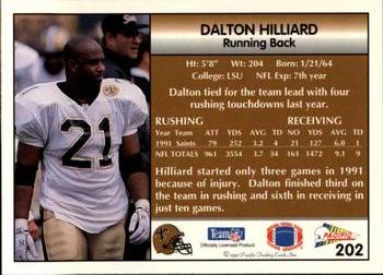 1992 Pacific #202 Dalton Hilliard Back