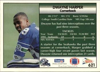 1992 Pacific #621 Dwayne Harper Back