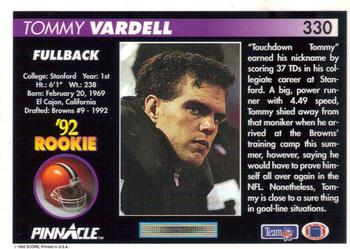1992 Pinnacle #330 Tommy Vardell Back