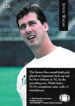 1992 Playoff #126 Steve Walsh Back