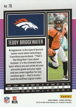 2022 Score - Orange #78 Teddy Bridgewater Back