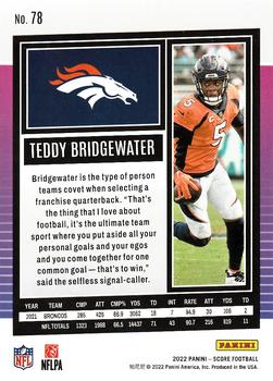 2022 Score - Purple #78 Teddy Bridgewater Back