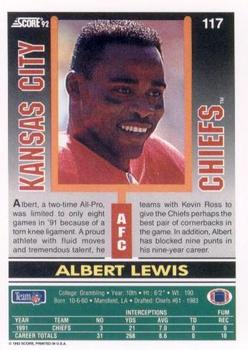 1992 Score #117 Albert Lewis Back