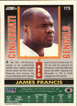 1992 Score #173 James Francis Back
