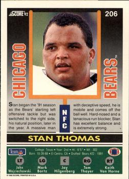 1992 Score #206 Stan Thomas Back