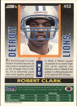 1992 Score #452 Robert Clark Back