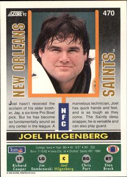 1992 Score #470 Joel Hilgenberg Back