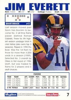 1992 SkyBox Impact #7 Jim Everett Back