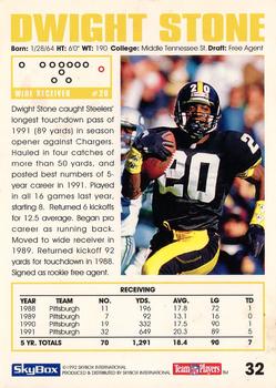 1992 SkyBox Impact #32 Dwight Stone Back