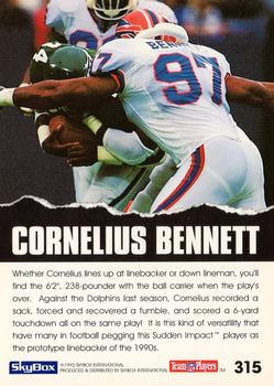 1992 SkyBox Impact #315 Cornelius Bennett Back