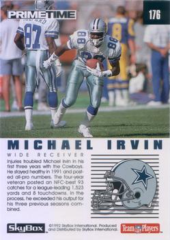 1992 SkyBox Prime Time #176 Michael Irvin Back