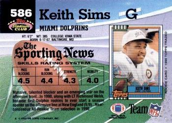 1992 Stadium Club #586 Keith Sims Back