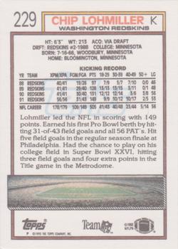 1992 Topps #229 Chip Lohmiller Back