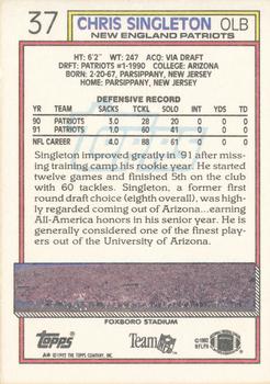 1992 Topps #37 Chris Singleton Back