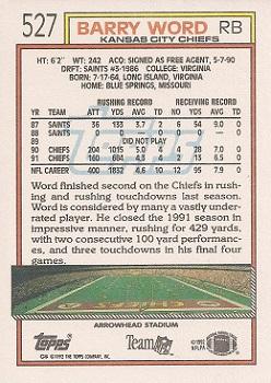 1992 Topps #527 Barry Word Back